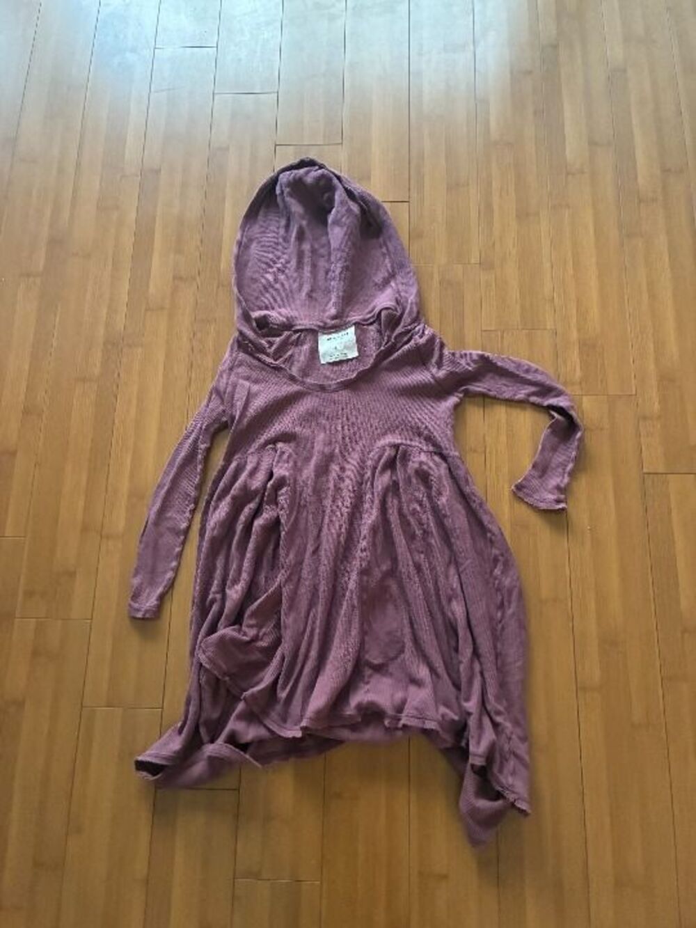 Intimately Free People long sleeve ribbed hoodie tunic maroon Women's XS